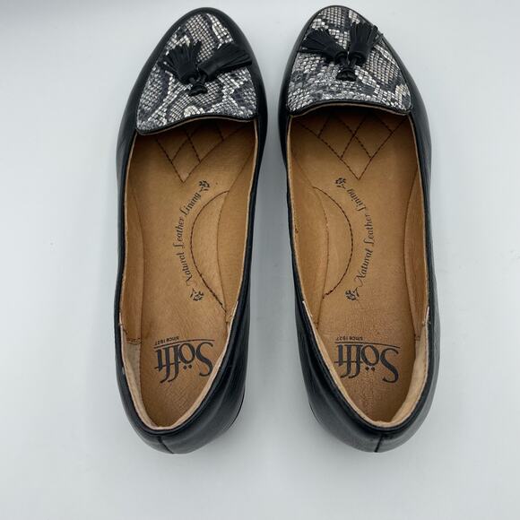 Sofft Black w White Tassel Animal Print Leather Bryce Loafer Size 6 M - Picture 8 of 16
